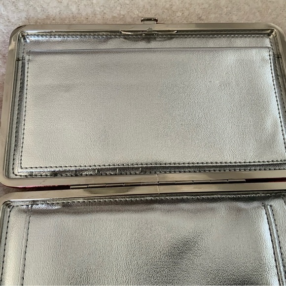 Vintage Red Polka Dot Metallic Clutch Wallet Cocktail Dressy Fancy Glam - Picture 4 of 13